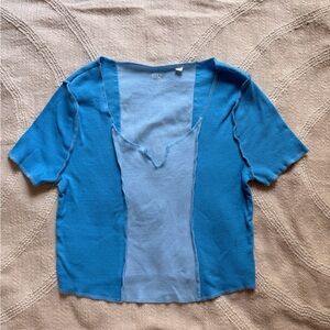 Stylish Blue Short Sleeve Women's Top